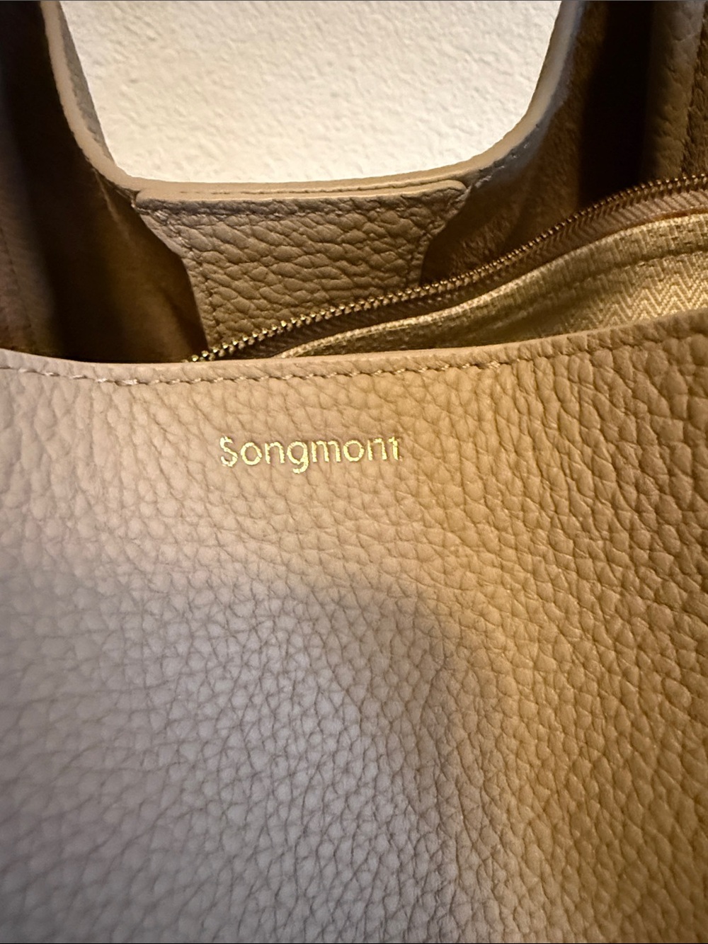 Songmont Taupe Pebbled Shoulder Tote - Picture 3 of 10